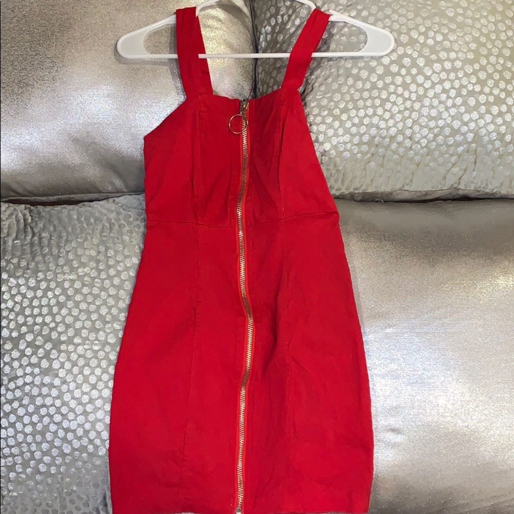 Red zip up dress